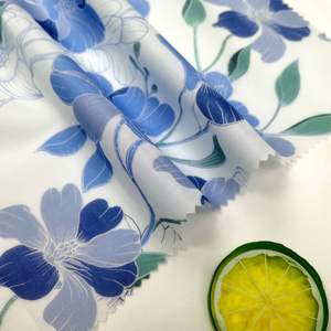 <span class=keywords><strong>Tissu</strong></span> imprimé en coton biologique tissé sur mesure, poids moyen 70 g/m², motif floral bleu, pour vêtements de bébé filles et garçons - Product Image 1