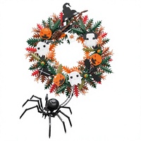 11055 Guirlande d'araignées 800+ pièces Blocs de construction en plastique sur le thème des animaux pour Halloween, Décoration de couronne florale sombre, Jouet cadeau pour adolescents et adultes