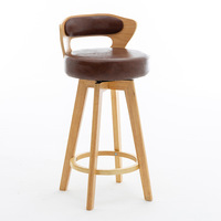 Chaise de bar moderne de style américain en bois massif avec dossier rotatif, tabouret haut de luxe léger pour la maison, le café ou la réception