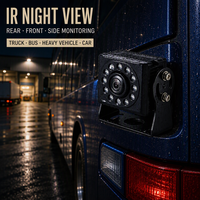 Caméra de vision nocturne pour véhicule avec LED IR, étanche IP68, 12-24V, vue à 120-170 degrés pour camion, bus, véhicule, utilisation avant/arrière pour le stationnement