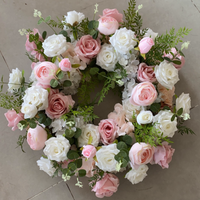 Guirlande de fleurs artificielles en soie rose et blanche, style moderne et original, 60 cm, pour décoration d'allée de mariage, centre de table, décoration de scène, anneau