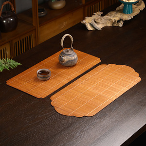 Tappetino da Tè Portatile Vintage <span class=keywords><strong>in</strong></span> Bambù e Seta, Artigianato <span class=keywords><strong>in</strong></span> Lacca, Tessuto a Mano, Accessorio per Sala Incenso di Alta Qualità - Product Image 2