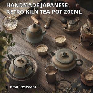 Théière en grès doré faite à la main de style japonais, 200 ml, bouilloire simple en céramique rétro pour la préparation du thé - Product Image 2