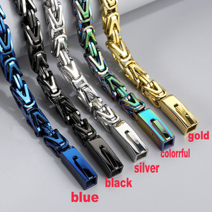 Nouvelle mode, collier chaîne <span class=keywords><strong>en</strong></span> acier titane or argent de 8 mm de largeur, chaîne <span class=keywords><strong>en</strong></span> acier inoxydable, chaîne à maillons punk pour homme - Product Image 6