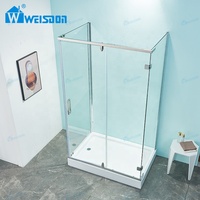 Porte de douche en acier inoxydable sans cadre chromé direct d'usine Weisdon Salle de douche en verre trempé rectangulaire