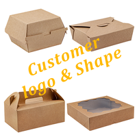 Boîte à emporter en carton kraft jetable sur mesure pour la restauration rapide, frites, hamburgers, emballages de hamburgers