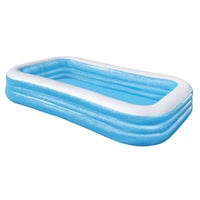 Piscine familiale rectangulaire gonflable Bestway 54009 Deluxe bleue pour l'extérieur, baignoire 305 x 183 x 56 cm