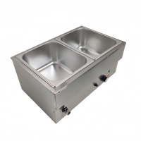 Bain-marie électrique commercial 220-240V en acier inoxydable 10L+10L pour buffet, équipement de cuisine pour restaurant et traiteur