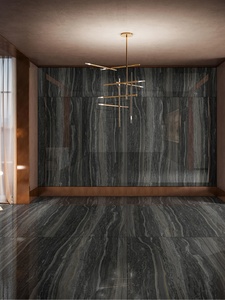 Azulejos de piedra de lujo modernos, azulejos grandes KTV de cuerpo completo oscuro, azulejos vitrificados 750X1500 para sala de estar, Hotel de pared de pizarra, negro - Product Image 3
