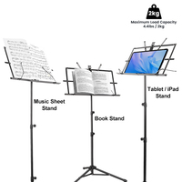 Wholesale Musical Instrument Accessories Height Adjustable Professional Aluminum Iron Music Stand with Carry Bag