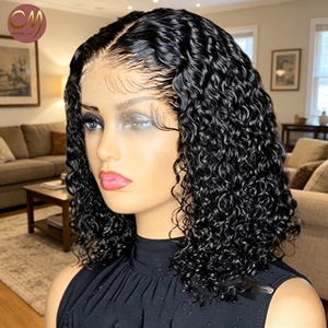 Peluca <span class=keywords><strong>de</strong></span> <span class=keywords><strong>Cabello</strong></span> Humano Virgen con Ondas <span class=keywords><strong>de</strong></span> Agua, Estilo Bob <span class=keywords><strong>Corto</strong></span>, con Encaje HD, Pre-Desplumada, Línea <span class=keywords><strong>de</strong></span> <span class=keywords><strong>Cabello</strong></span> Natural, <span class=keywords><strong>para</strong></span> Mujeres Negras - Product Image 1
