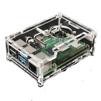 Nouvelle coque de protection transparente en acrylique pour carte de développement Raspberry Pi 4B avec dissipateur thermique et ventilateur