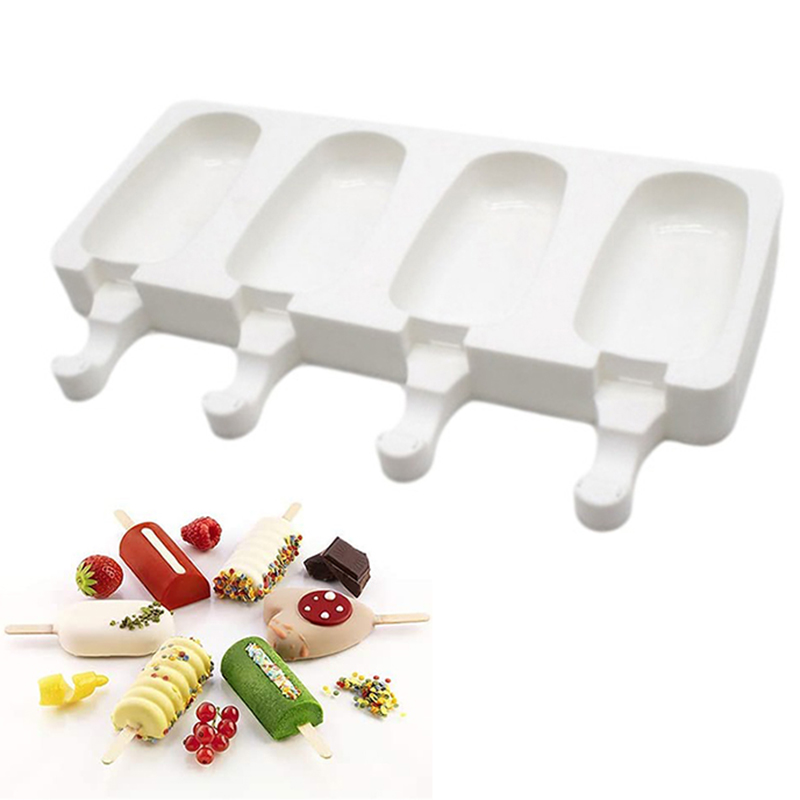 4-полость Мороженое Плесень Силикон легкое мороженое шоколада cakesicle пресс-форм для домашнего мороженого