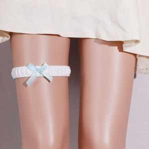 महिलाओं के लिए सरल नीले रिबन धनुष सुरुचिपूर्ण पैर सामान महिलाओं के लिए लोचदार खिंचाव डिजाइन फैशन जांघ स्ट्रैप - Product Image 1