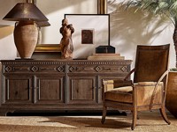 Buffet de luxe en bois massif chêne noir à 4 portes, armoire architecturale pour hôtel, villa, mobilier de maison