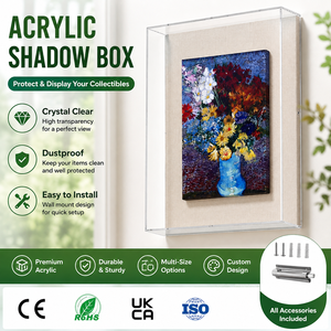 Cadre d'exposition mural carré <span class=keywords><strong>en</strong></span> acrylique transparent sur mesure avec couvercle pour photos et œuvres d'art 3D - Product Image 1