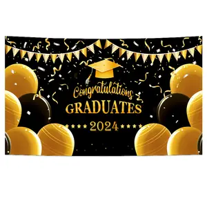 High Quality 2024 Large Congrats Grad Graduation Backdrop Banner For Graduation Party Decorations