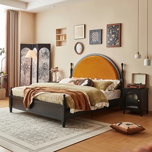 <span class=keywords><strong>Lit</strong></span> double vintage français moderne et simple, <span class=keywords><strong>tête</strong></span> <span class=keywords><strong>de</strong></span> <span class=keywords><strong>lit</strong></span> ronde, style américain, luxe léger, pour chambre principale, couleur cerise noire, <span class=keywords><strong>lit</strong></span> <span class=keywords><strong>de</strong></span> princesse - Product Image 4