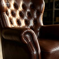 Fauteuil Cigar Tiger Lounge - Chaises à dossier haut - Design vintage américain - Meubles haut de gamme pour bars à whisky et clubs
