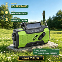 Radio Cuaca Darurat Portabel Tenaga Surya dan Engkol Tangan Grosir, 2000mAh USB Isi Ulang, Radio Peringatan Cuaca AM/FM NOAA