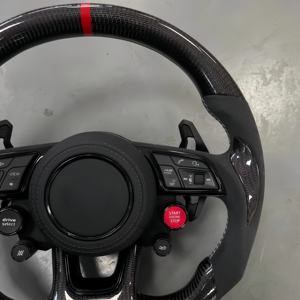 Avec bouton de démarrage <span class=keywords><strong>S</strong></span>-<span class=keywords><strong>Line</strong></span> Demi-volant en cuir de carbone pour <span class=keywords><strong>Audi</strong></span> Q8 SQ8 A3 A4 B9 A5 B8 A6 C7 A7 S3 S4 RS3 RS5 RS7 RS6 C8 - Product Image 2