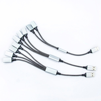 Más barato al por mayor USB macho a 4 USB hembras cable OTG trenzado de nailon OD3.5MM extensión USB de cobre estañado cable OTG de 30cm