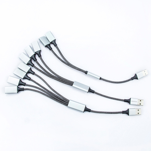 Moins cher en gros USB mâle à 4 USB femelles nylon tressé OTG fil OD3.5MM cuivre étamé USB extension 30cm câble OTG - Product Image 2