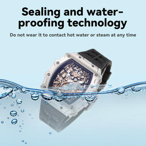 Orologio Meccanico Sportivo in Acciaio Inossidabile Placcato Argento con Vetro Zaffiro e Cinturino in Gomma FKM, Impermeabile 3ATM - Product Image 5