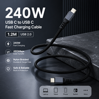Câble de charge rapide USB C vers USB C 240W PD 5A 1,2M en nylon tressé, câble de données USB 2.0, OEM ODM, petites commandes acceptées