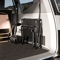 Chariot pliable en acier inoxydable pour camping-car, chariot de camping, chariot pliable d'extérieur, léger, à quatre roues tout-terrain