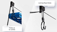 Élévateur de levage de kayak, élévateur de vélo/système de poulie aérienne palan de stockage de kayak avec capacité de 125lb pour canoës, vélos, échelles