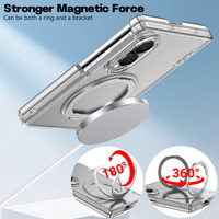 Étui de téléphone pliable antichoc à double charnière transparent anti-jaunissement de qualité supérieure avec protection à 360° °   Support rotatif pour Samsung Galaxy Z Fold 8