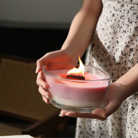 Bougie parfumée de luxe à effet crépitant avec cœur en bois, grand pot en verre ovale superposé avec cire de soja, décoration d'intérieur, cadeau d'anniversaire/de Noël