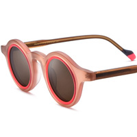 COES Lunettes de soleil polarisées multicolores en acétate mat UV400 Lunettes de soleil rondes vintage de créateur pour femmes