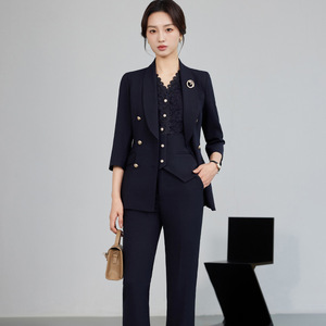 Women's White Three Piece Suit Set Polyester Summer Office Lady Anti Wrinkle Professional Work Wear - Product Image 2