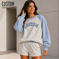 Ensemble décontracté pour femmes, sweat-shirt à manches raglan avec broderie surdimensionnée personnalisée, imprimé camouflage blanc, couleur contrastée, et short