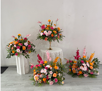 Nouvel Arrangement Floral J&M 2026 : Bouquet de Mariée et Guirlande de Fleurs Artificielles Rose Poudré et Orange pour Décoration de Table de Mariage