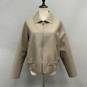 Veste en cuir <span class=keywords><strong>vintage</strong></span> de haute qualité pour <span class=keywords><strong>femme</strong></span>, coupe-vent, avec fermeture éclair, style motard, collection printemps-automne, vente en gros - Product Image 2
