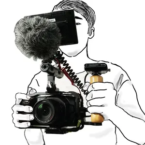 Câmera gaiola com manfrotto 501 qr camara, placa para bmpcc 4k & 6k. blackmagic pocket cinema câmera 4k
