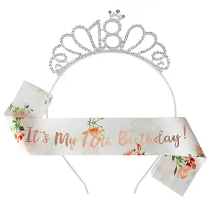 16/18/20/30/40/50 Gelukkige Verjaardag Party Schouderriem Crown Set Rose Gouden Letters Party decoratie 18 Jaar Oude Douche Gift