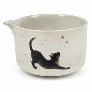 Ensemble de 4 pièces en céramique motif <span class=keywords><strong>chat</strong></span> moucheté ivoire pour matcha, avec Chawan à bec verseur, support pour Chasen, fouet en bambou et cuillère, pour cérémonie <span class=keywords><strong>du</strong></span> thé, maison et café - Product Image 2