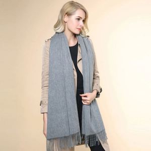 Autumn Winter Women Lady Thickened 100% <b>Wool</b> Shawl Custom Logo Solid Color Traditional Tassel <b>Scarves</b> - Product Image 1