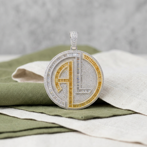 Hip Hop Iced Out Custom Bubble Letter Round <b>Medallion</b> Pendant 925 Sterling Silver Rhodium Plated Charm with Sparkling - Product Image 2
