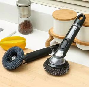 Plastic Long Handle Kitchen <b>Brush</b> Steel <b>Wire</b> Scrubbing Bottle Sink Dish Washer Pan Cleaning Dishes <b>Set</b> - Product Image 3