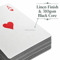 Cartes à Jouer Personnalisées Professionnelles 310gsm en Papier Allemand à Cœur Noir avec Finition Lin pour Casino Magie OEM