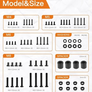 Kit de 92 Piezas de Tornillos para Soporte de TV, Métricos, Negros, de Zinc, M4, M5, M6, <span class=keywords><strong>M8</strong></span>, con Espaciadores de Plástico, para Instalación con Montaje <span class=keywords><strong>VESA</strong></span> - Product Image 5