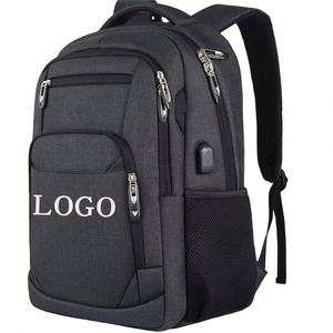 BSCI Custom Logo <b>Waterproof</b> Unisex Travel Outdoor <b>Black</b> Nylon Durable Laptop <b>Backpack</b> with USB for Daily Use - Product Image 1