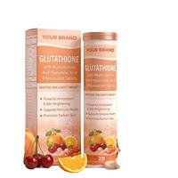 Boisson antioxydante à l'orange, 20 comprimés effervescents de glutathion, collagène, multivitamines éclaircissantes pour la peau, acide hyaluronique
