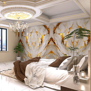 แผ่นหินอ่อนสีขาวแผ่นหนังสือสีทองเงางามแผ่นหินเผารูปแบบขนาดใหญ่การตกแต่งภายในผนังหรูหรากระเบื้องเคลือบเงา - Product Image 5