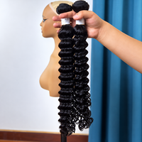 Lot de Cheveux Humains 100% Vierges HAIR Deep Wave, Cheveux Remy Vierges Noir Naturel, Double Trame, Extension de Tissage Bouclé Profond, Fournisseur en Gros